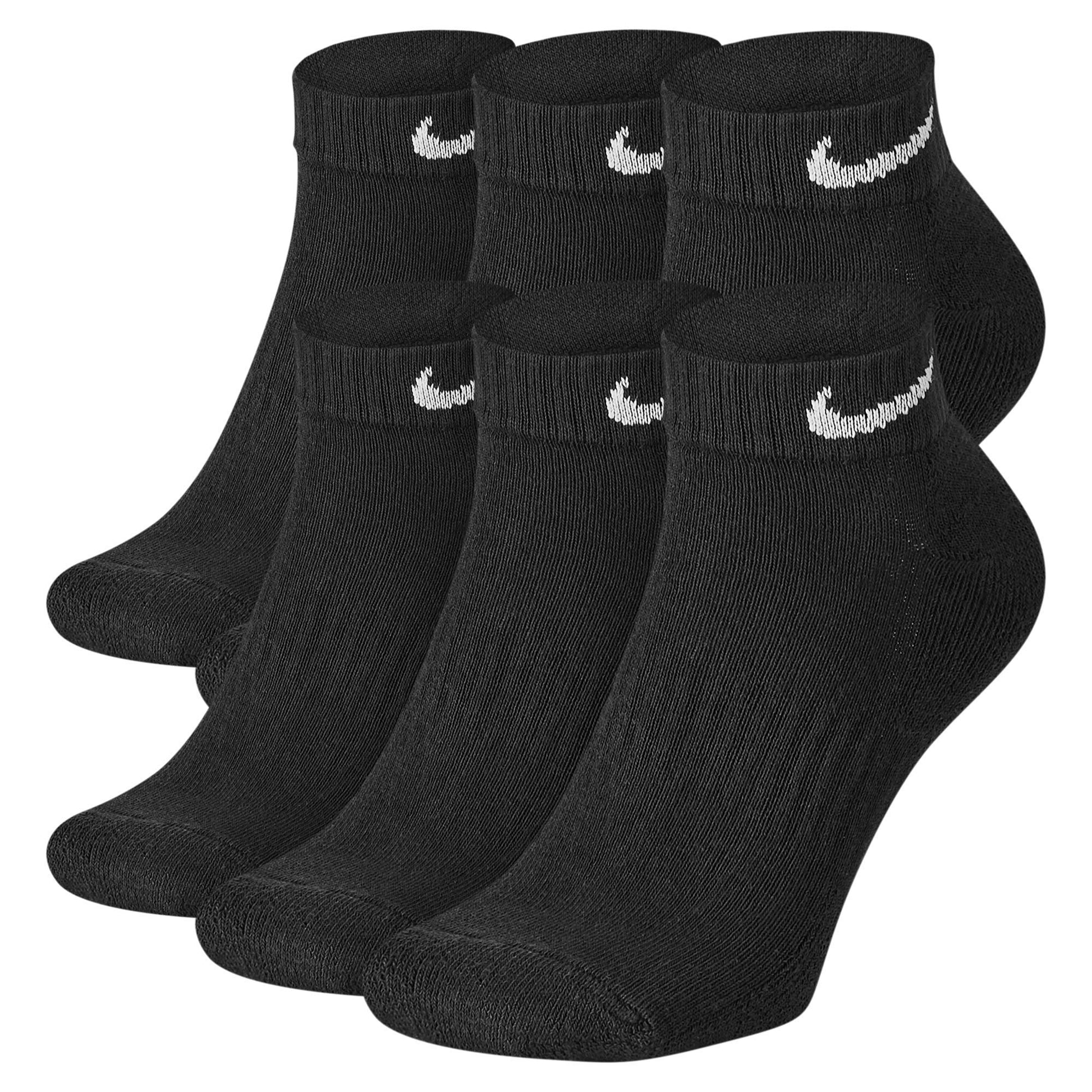 Nike Everyday Cushion Low Training Socks, Unisex Nike Socks, Black/White (6 Pair), S
